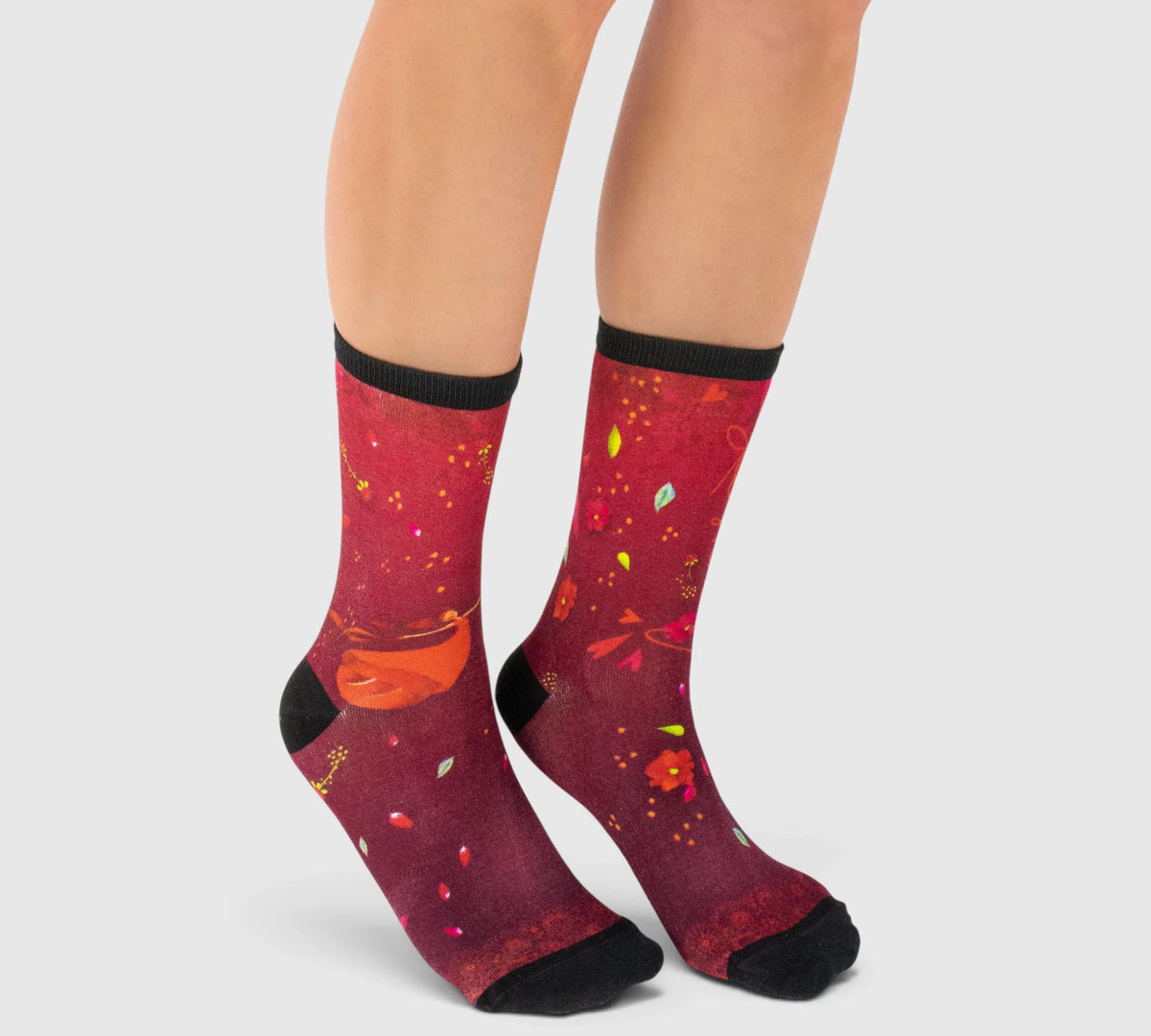 Chaussettes Bambou Femme Romantiques – Cœurs & Fleurs