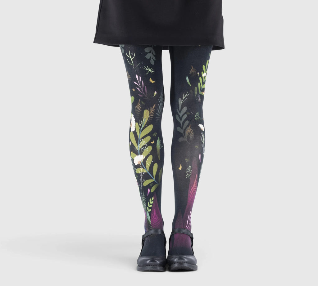 Lili Gambettes women’s fantasy tights – colorful leaf pattern