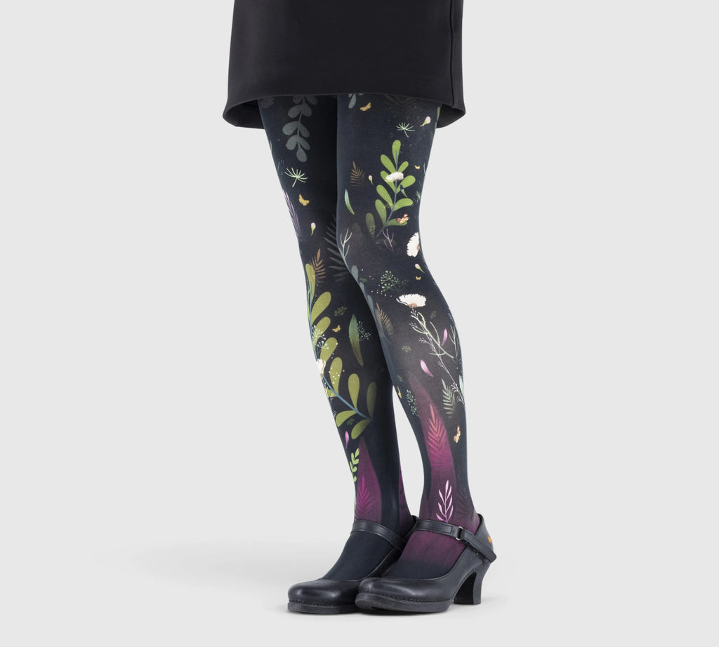 Lili Gambettes women’s fantasy tights – colorful leaf pattern