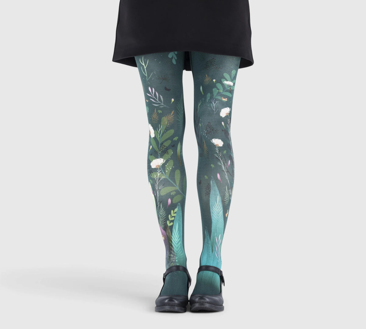 Women’s Fantasy Tights with Green Leaf Pattern