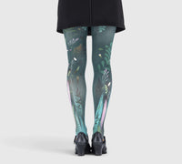 Women’s Fantasy Tights with Green Leaf Pattern