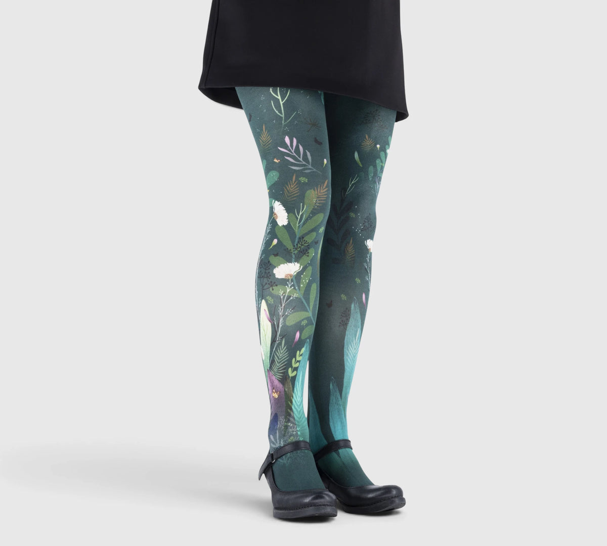 Women’s Fantasy Tights with Green Leaf Pattern
