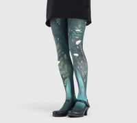 Women’s Fantasy Tights with Green Leaf Pattern