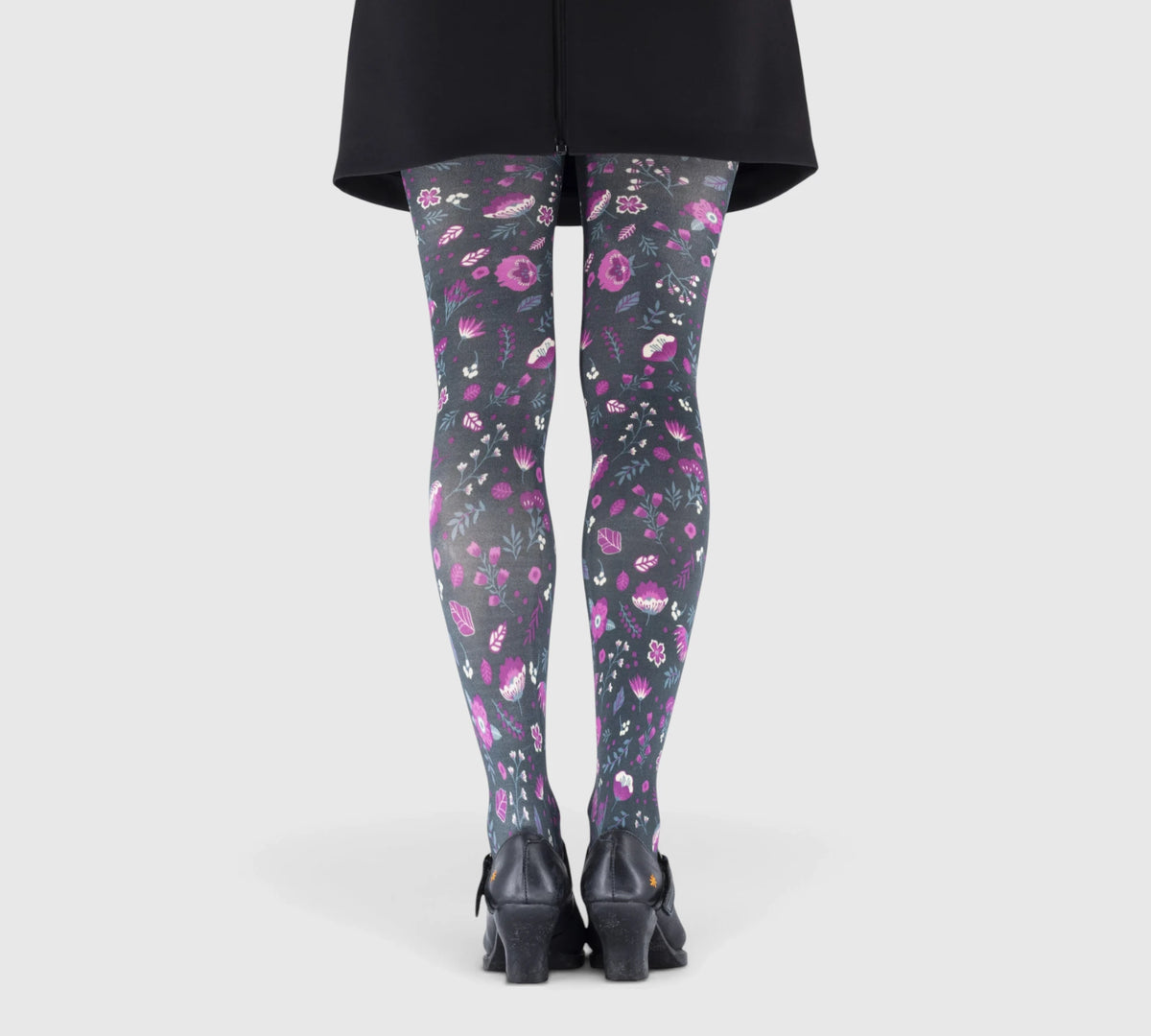 Collant Femme Fleuri Rose Violet Vintage