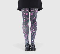 Collant Femme Fleuri Rose Violet Vintage