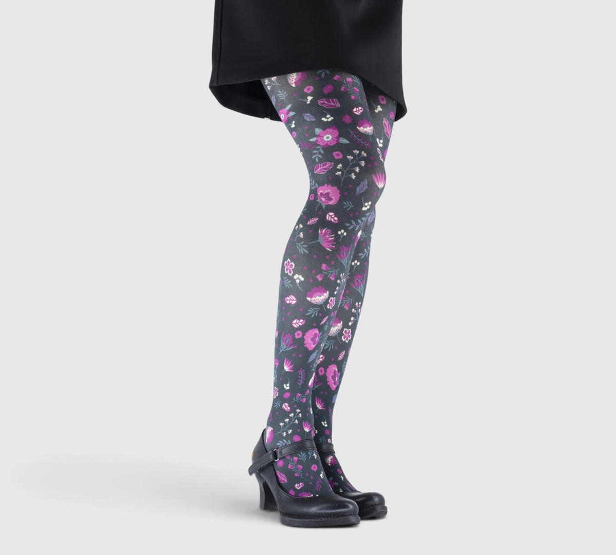 Collant Femme Fleuri Rose Violet Vintage
