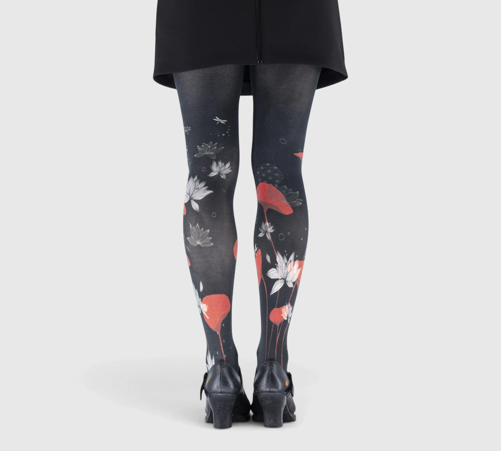 Collant Fantaisie Lotus Graphique Rouge