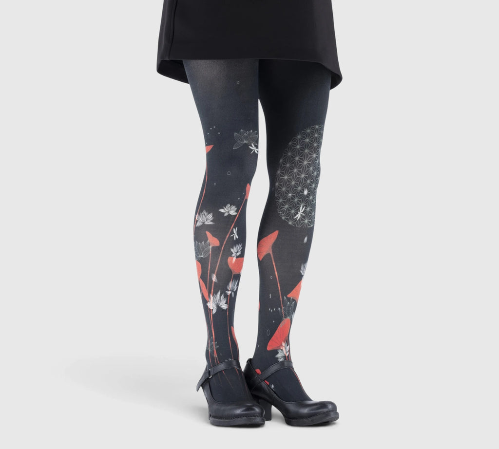 Collant Fantaisie Lotus Graphique Rouge