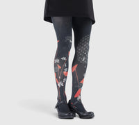 Collant Fantaisie Lotus Graphique Rouge