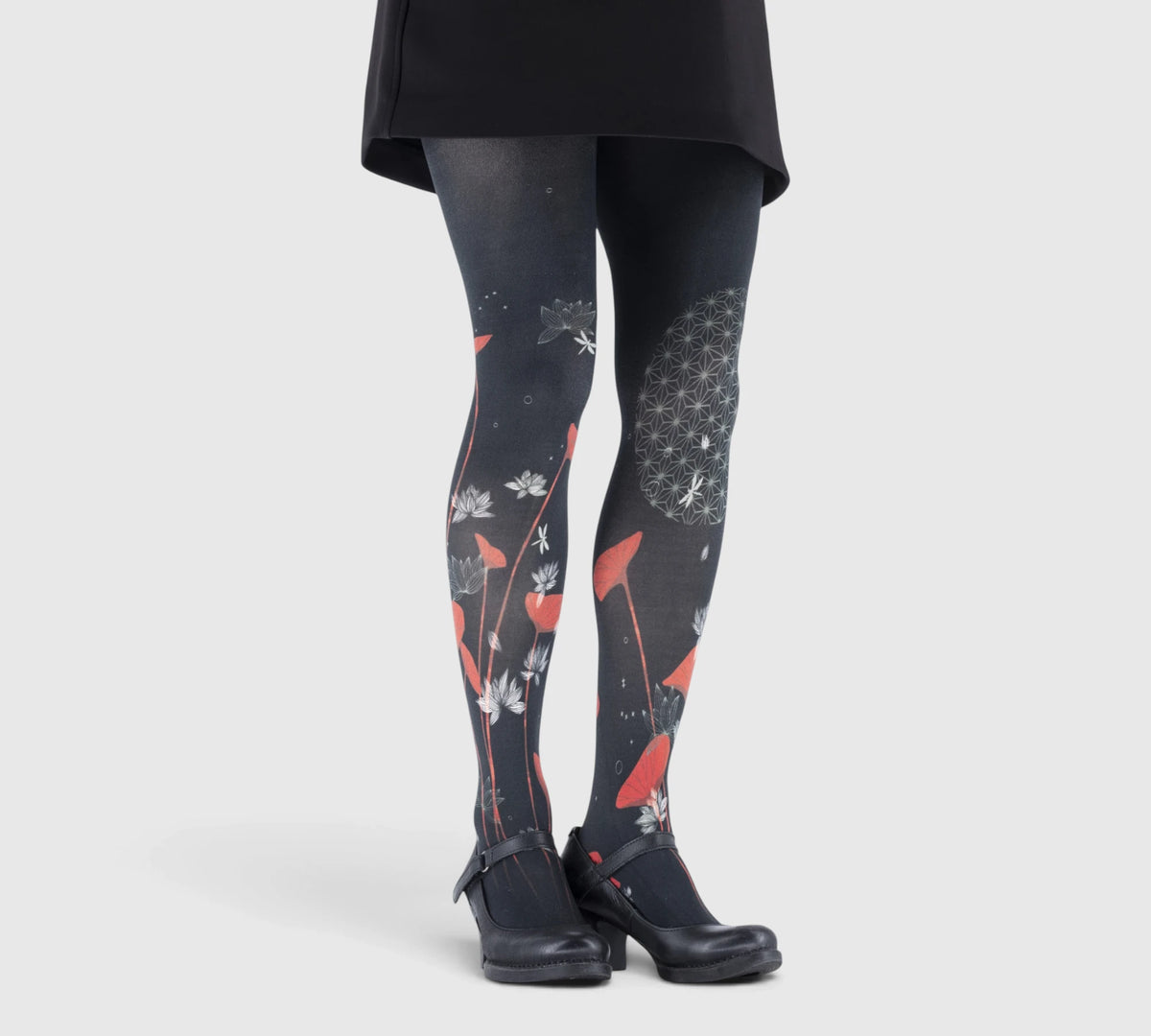 Collant Fantaisie Lotus Graphique Rouge