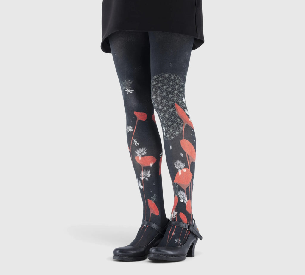 Collant Fantaisie Lotus Graphique Rouge