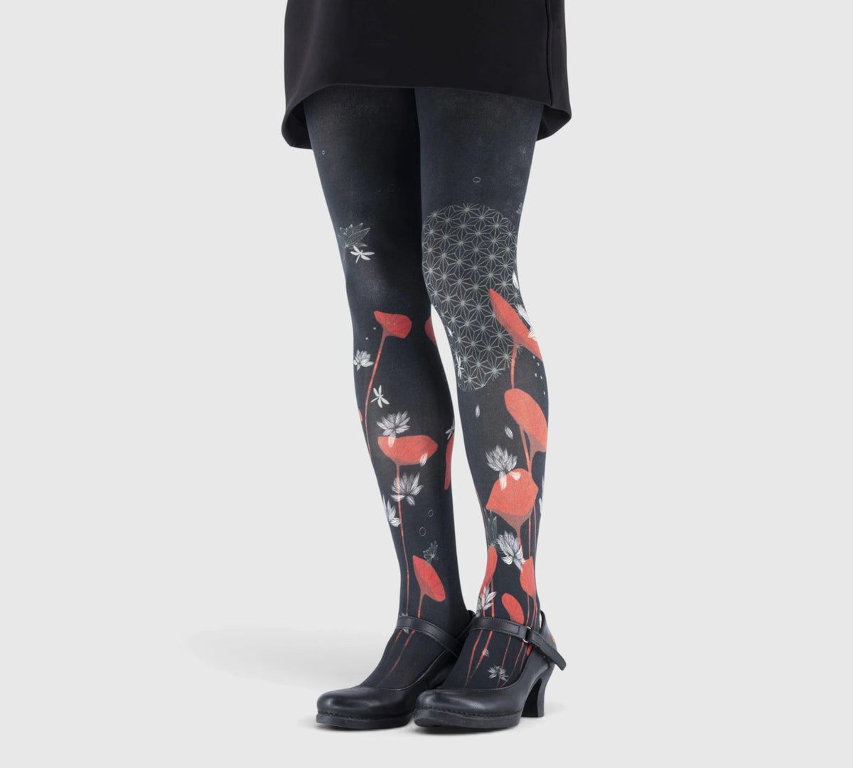 Collant Fantaisie Lotus Graphique Rouge