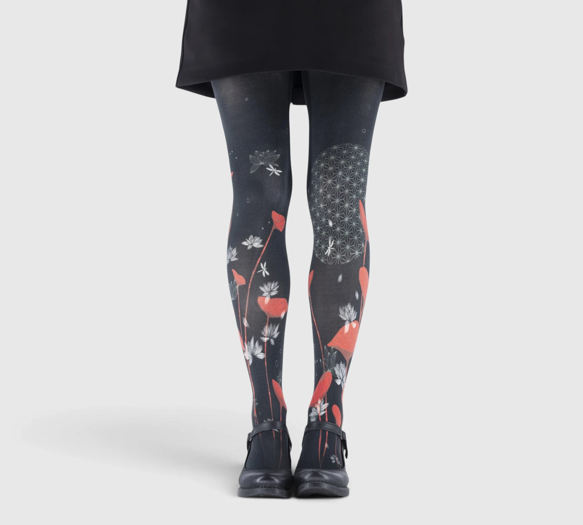 Collant Fantaisie Lotus Graphique Rouge
