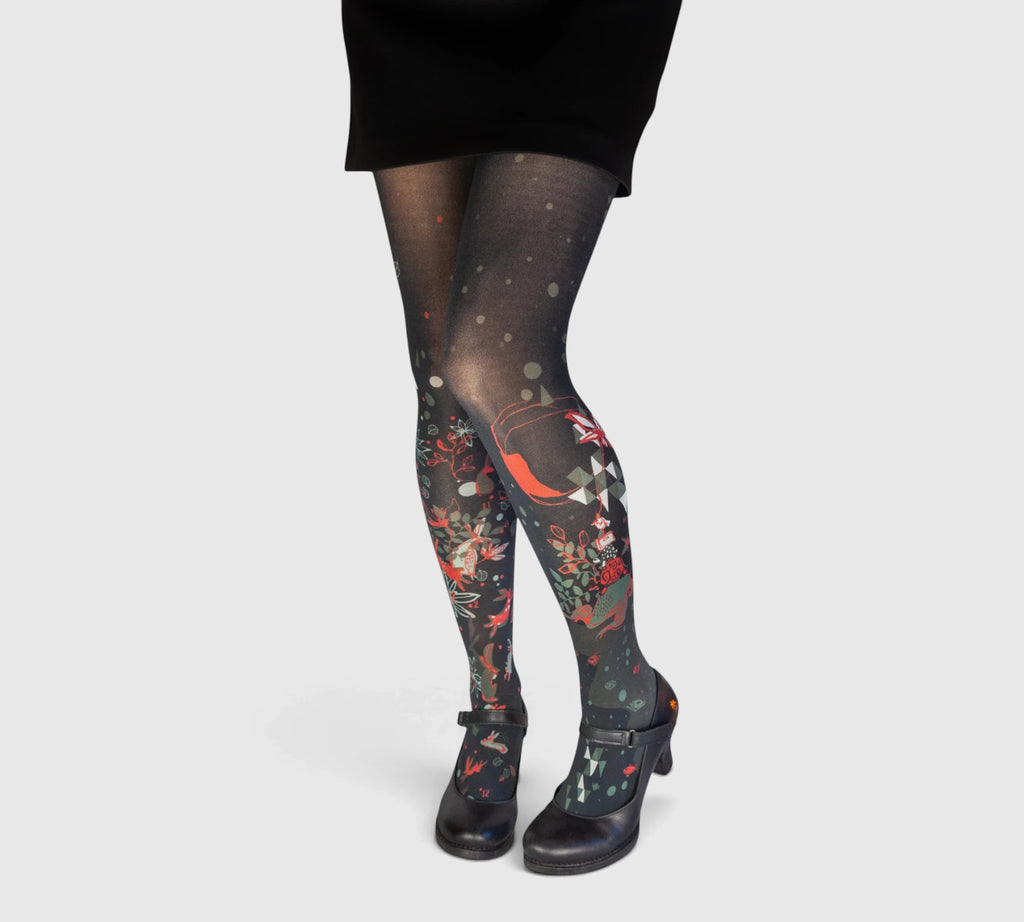 Collants noirs fantaisie pour femme turtle