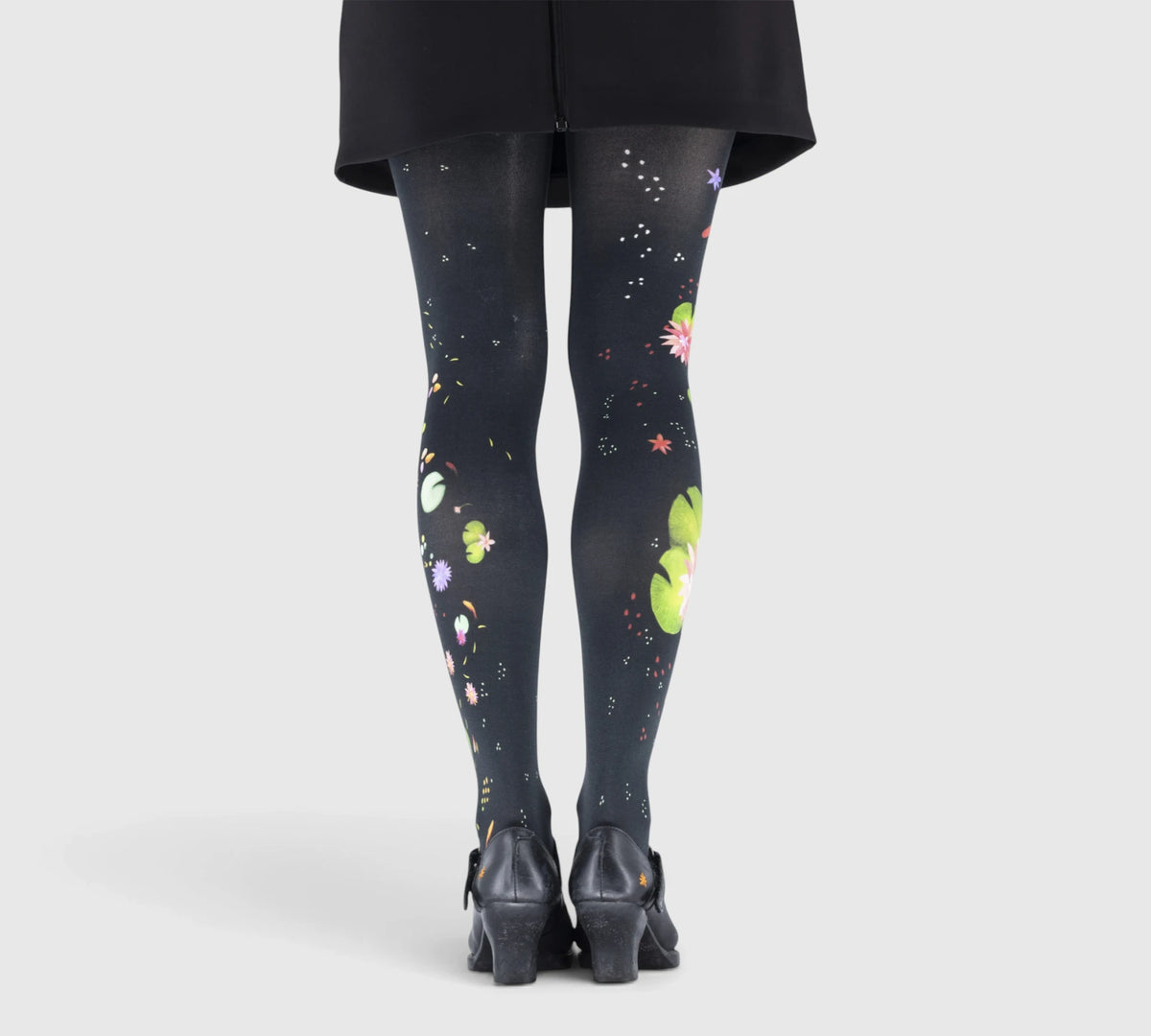 Collant noir Imprimé Lotus et Carpes Koi