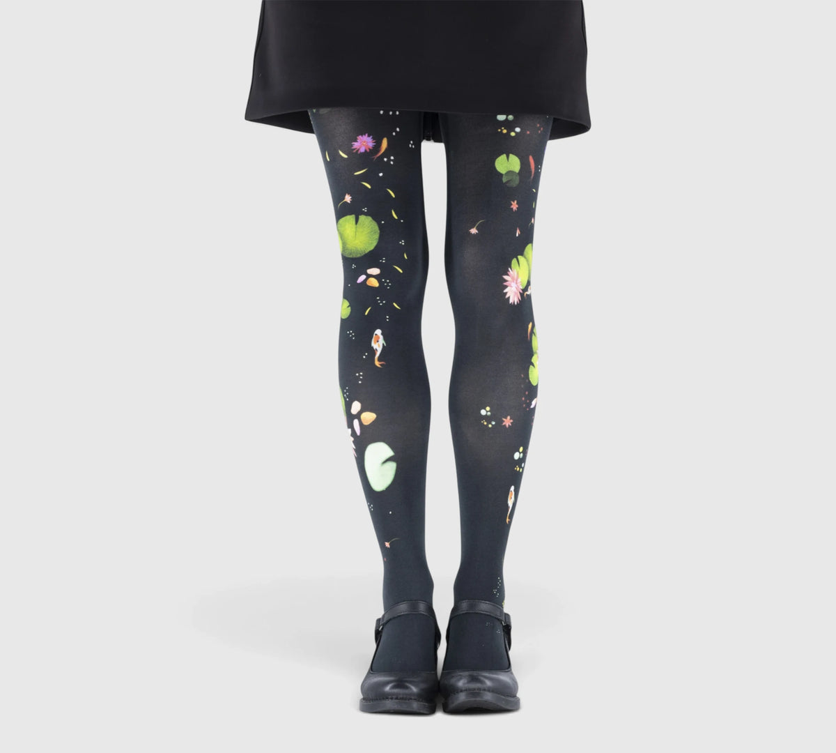 Collant noir Imprimé Lotus et Carpes Koi