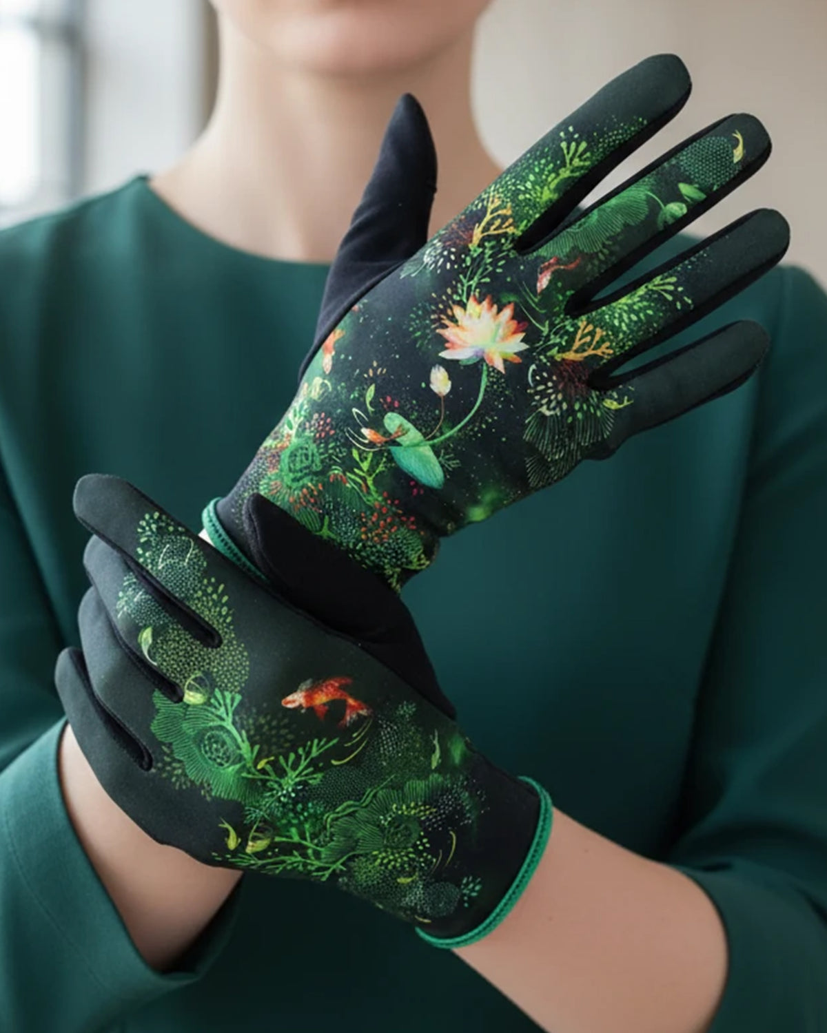 Gants imprimés femme Zen - Tactiles et poétiques