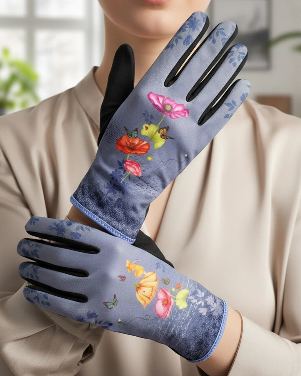 Gants Femme Imprimés | Élégance Fleurie et Papillons