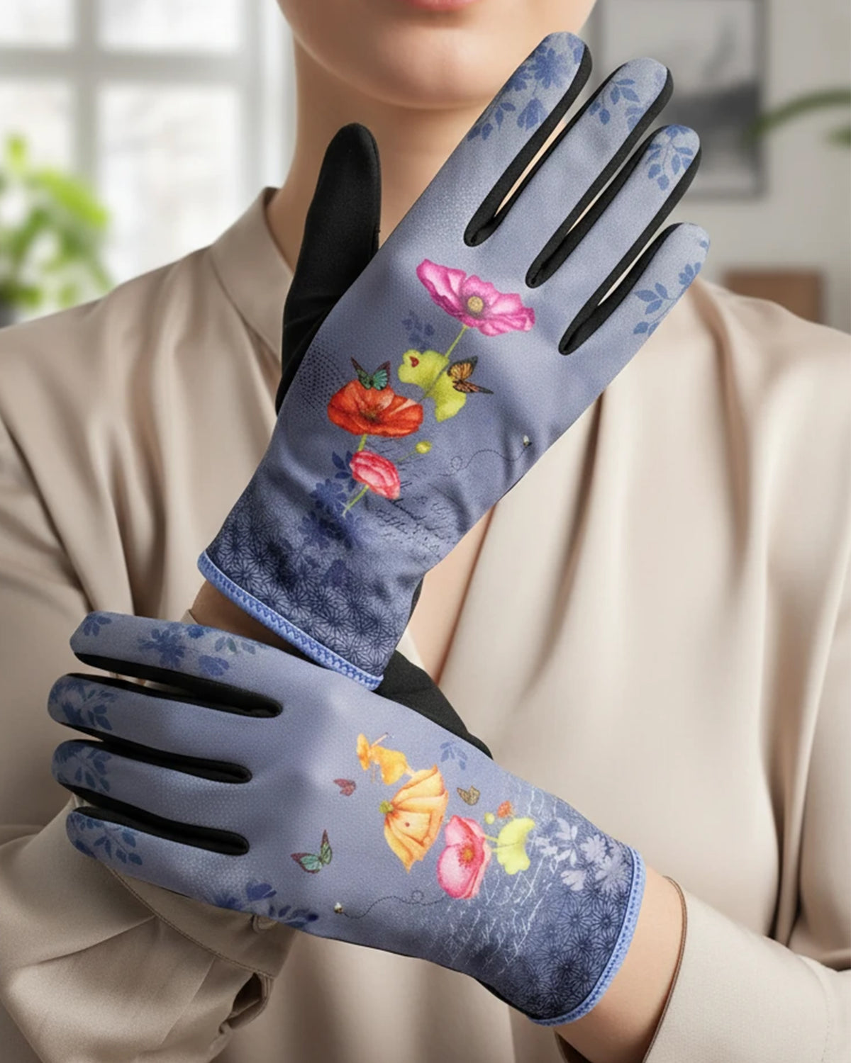 Gants Femme Imprimés | Élégance Fleurie et Papillons