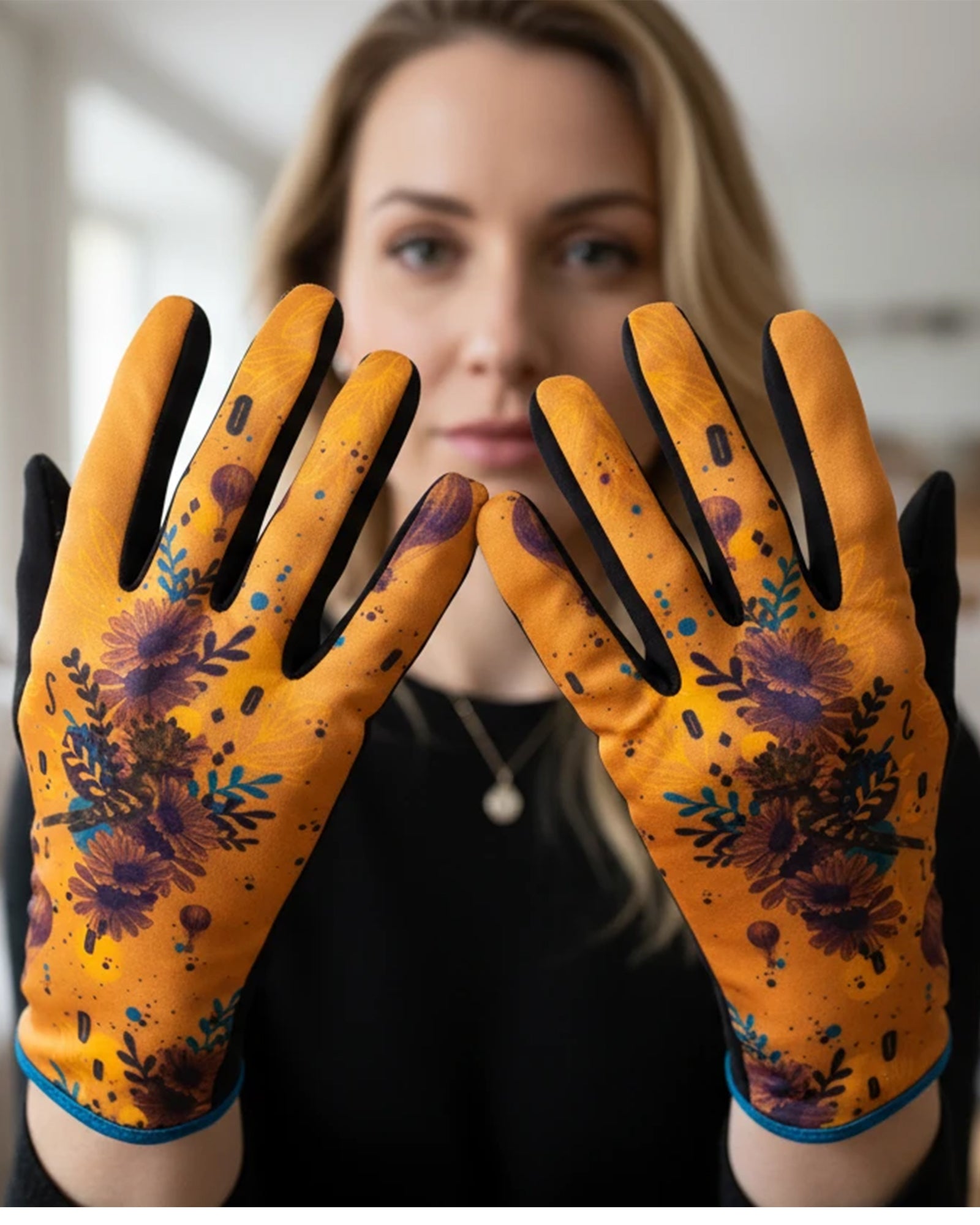 Orange fancy gloves for women