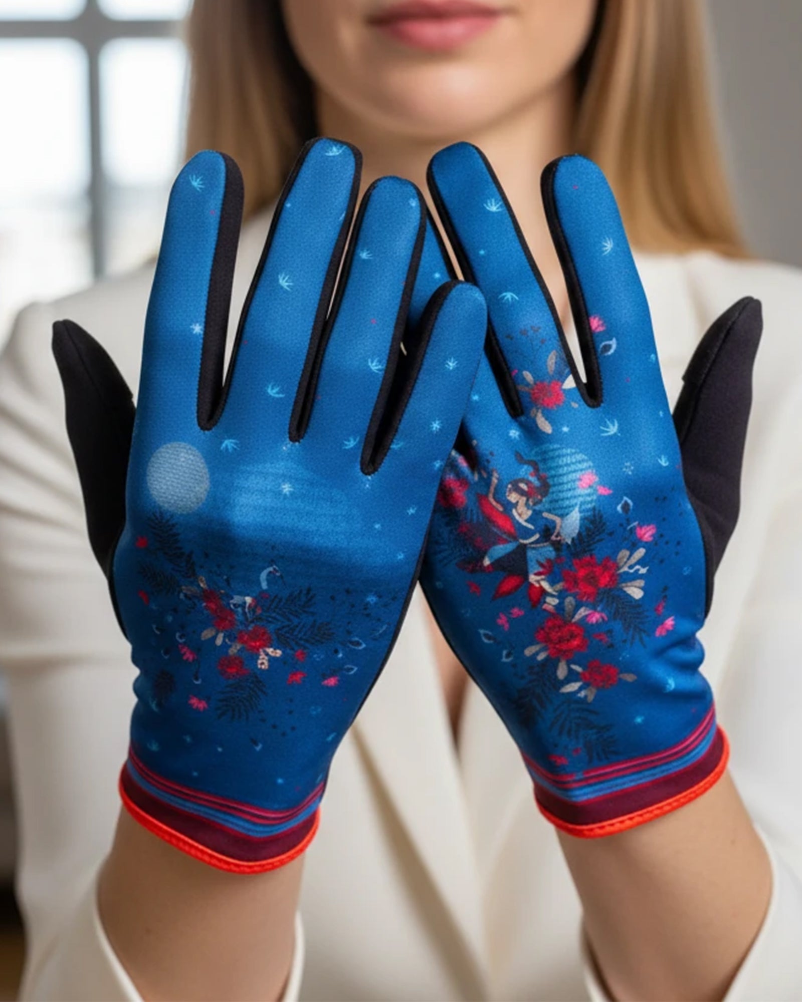 Gants bleus femme originaux natyam