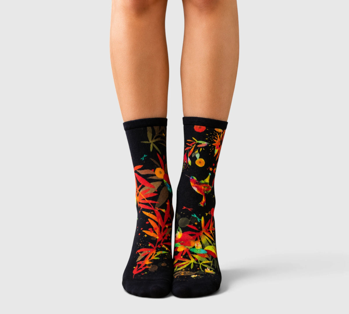 Chaussettes rigolotes bambou – Motif colibri