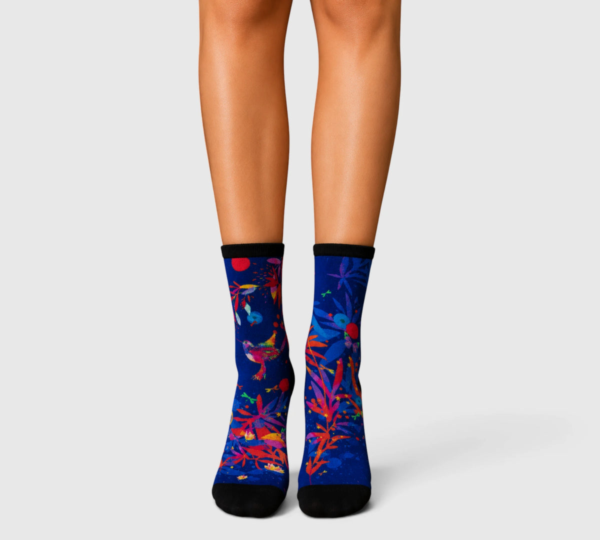 Chaussettes fantaisie femme bambou – design colibri