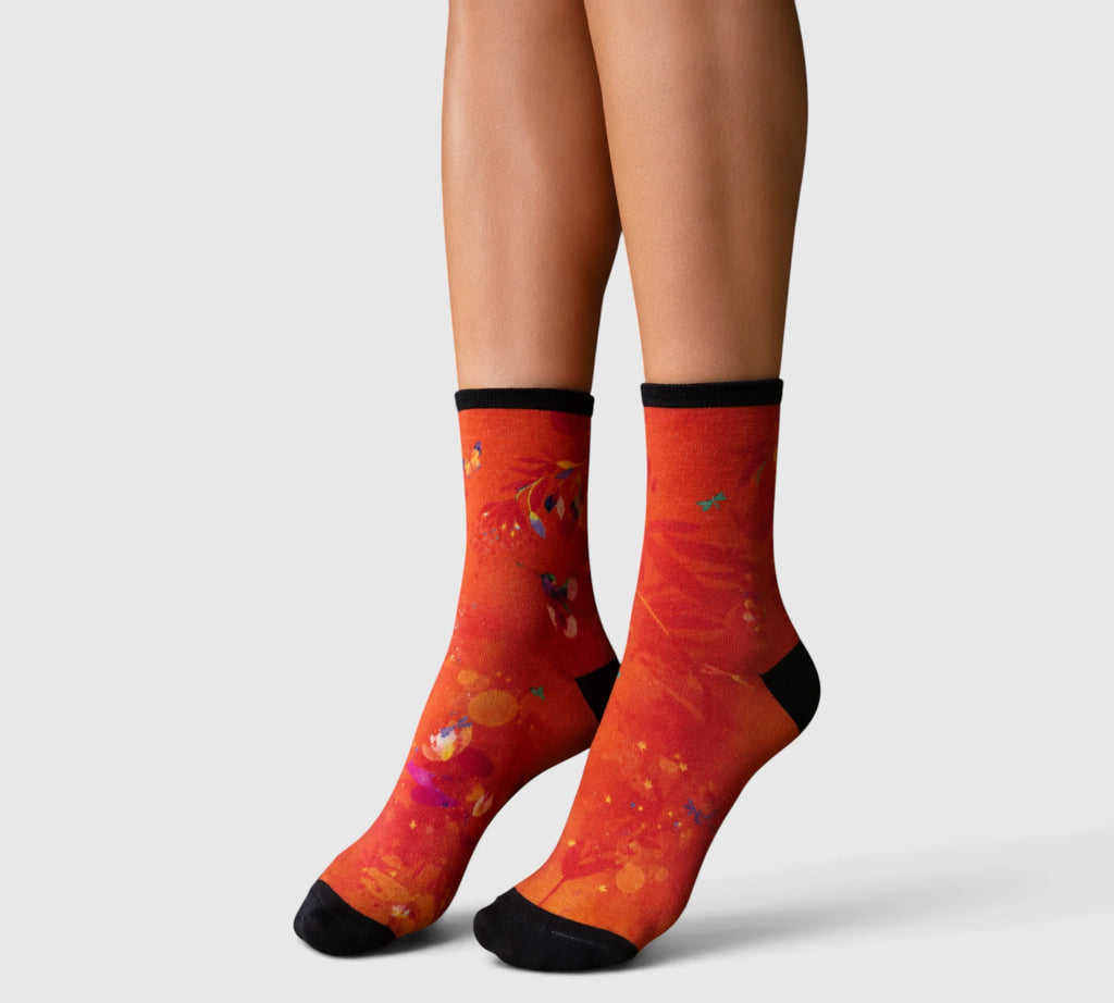 Chaussettes douces originales motif colibri