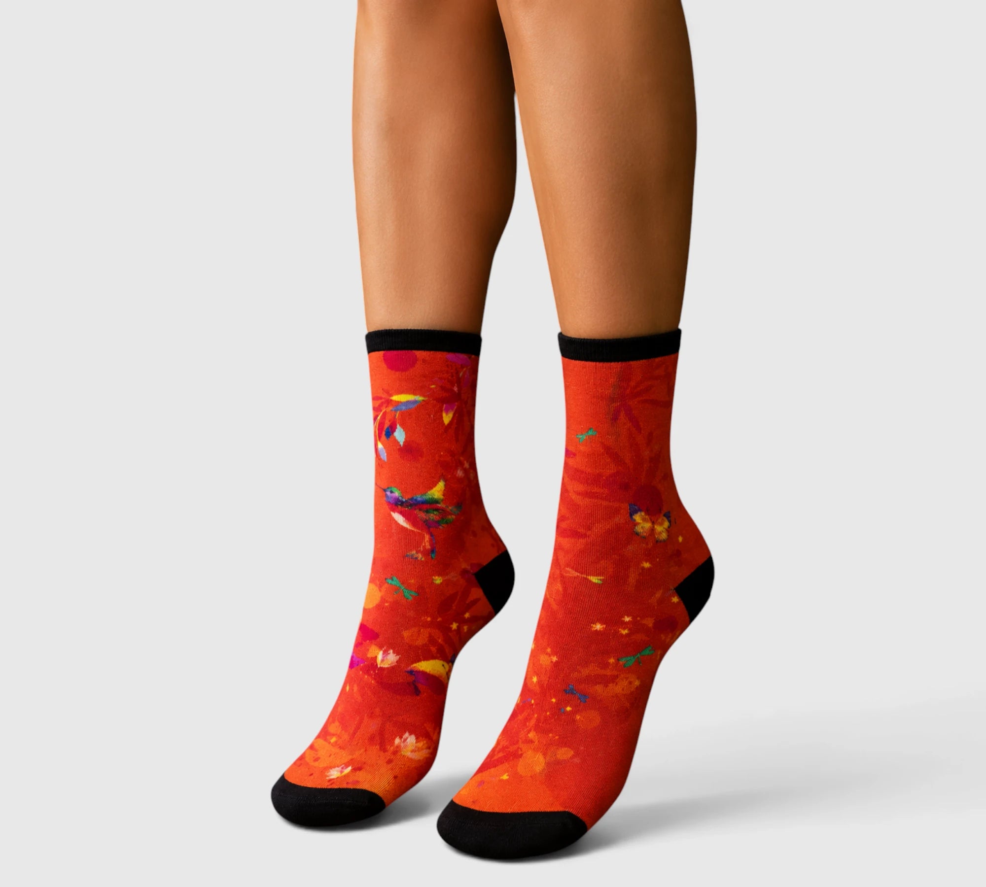 Chaussettes douces originales motif colibri