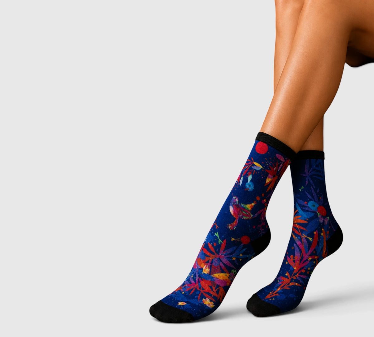 Chaussettes fantaisie femme bambou – design colibri