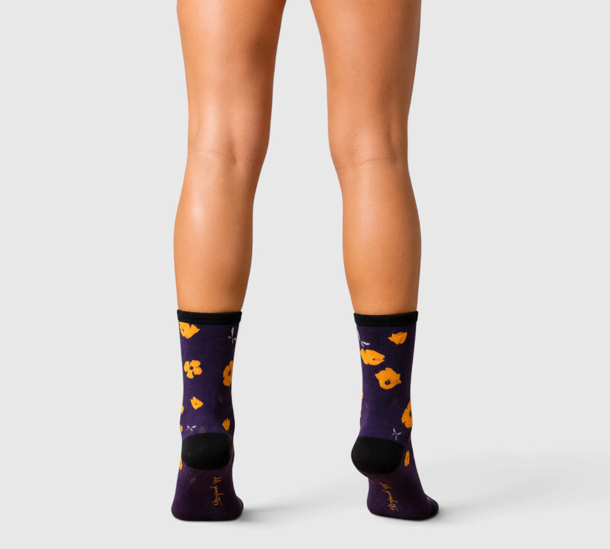 Chaussettes fantaisie coquelicots jaunes en bambou – Femme