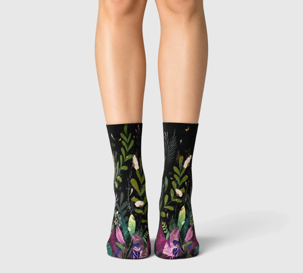 Socquettes Nylon Imprimées Jardin Tropical