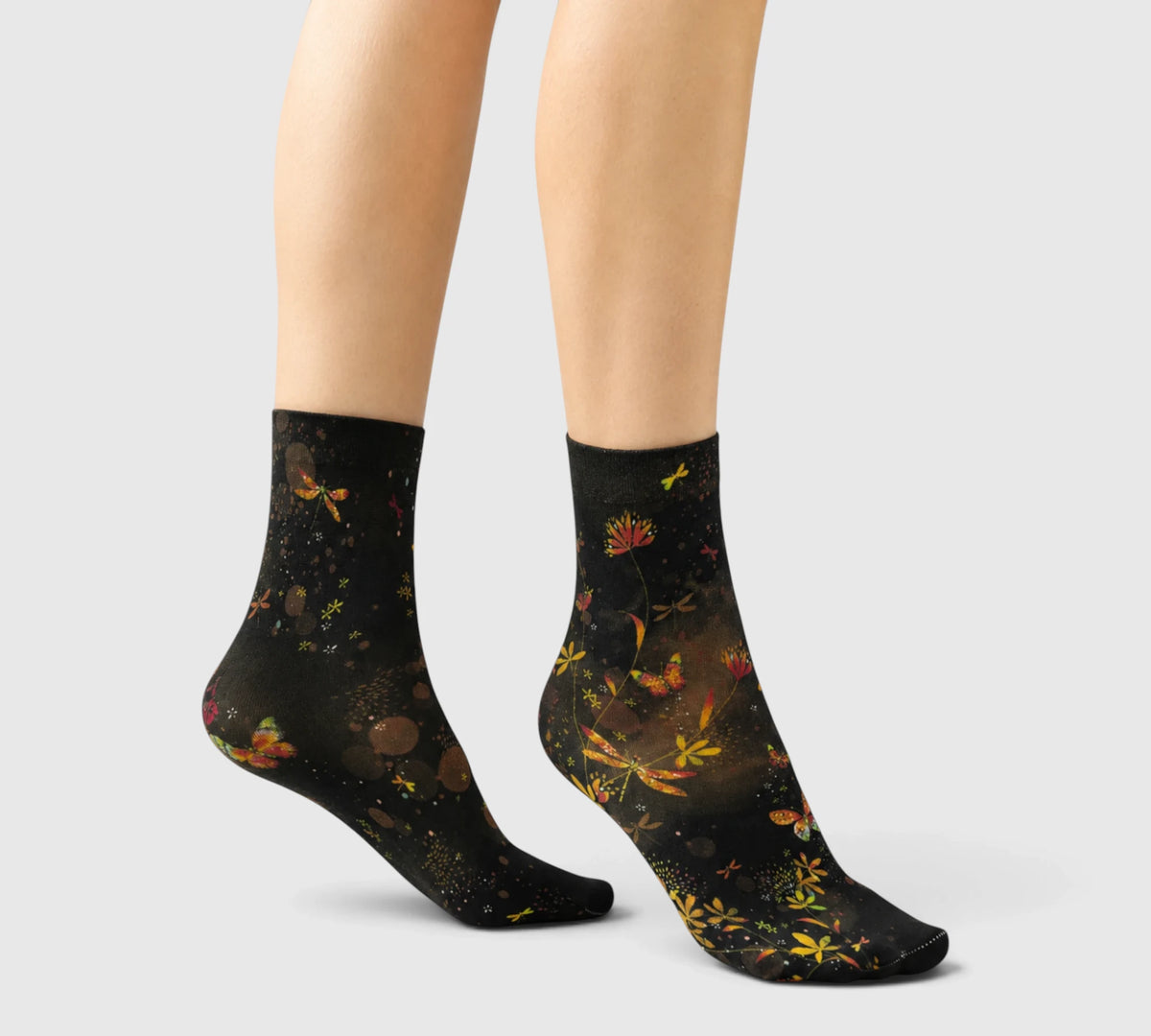 Chaussettes courtes fantaisie libellules automnales