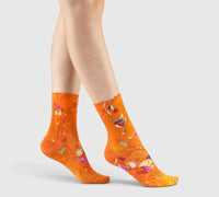 Chaussettes originales : douceur orangée et colibri