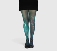 Collants fantaisie motif floral tatouage
