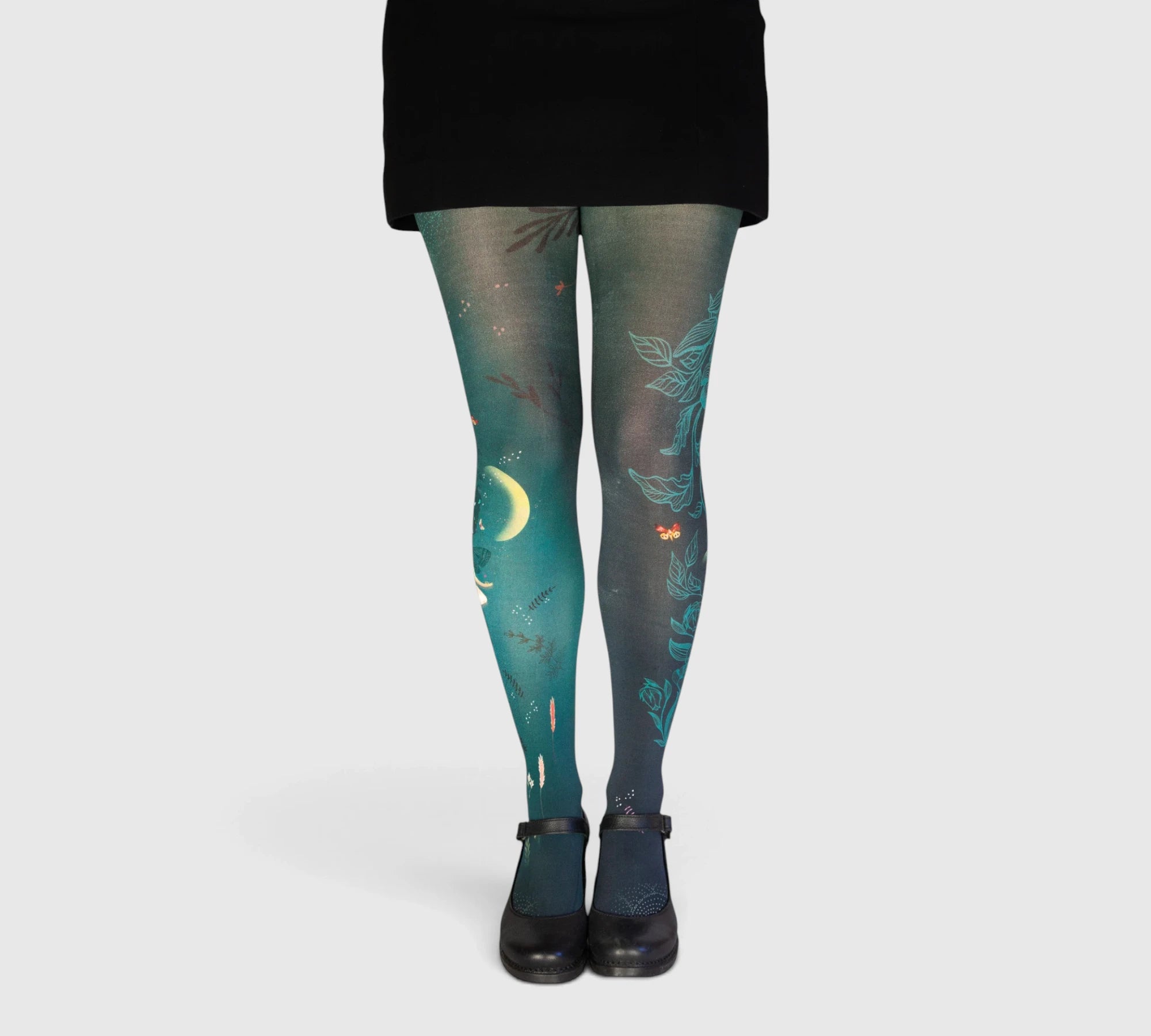 Collants fantaisie motif floral tatouage
