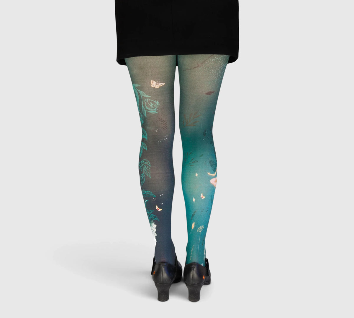 Collants fantaisie motif floral tatouage