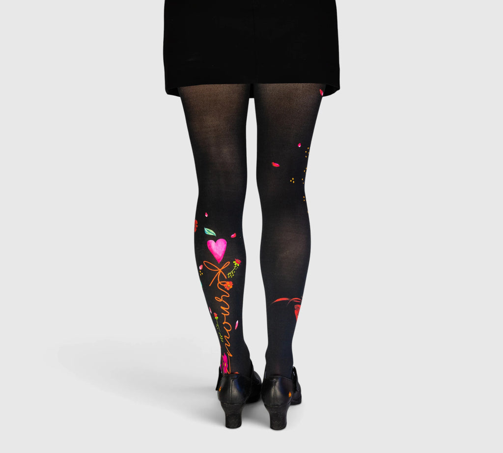 Collants fantaisie pour femme coeur
