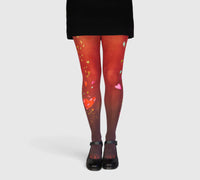 Collants rouges fantaisie coeurs