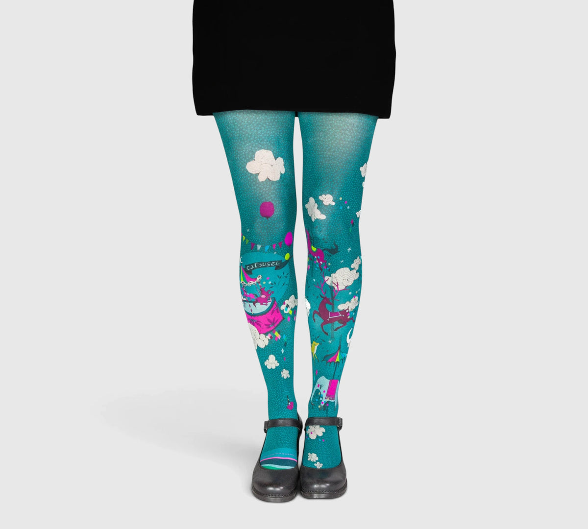 Collants turquoises illsutrés carrousel
