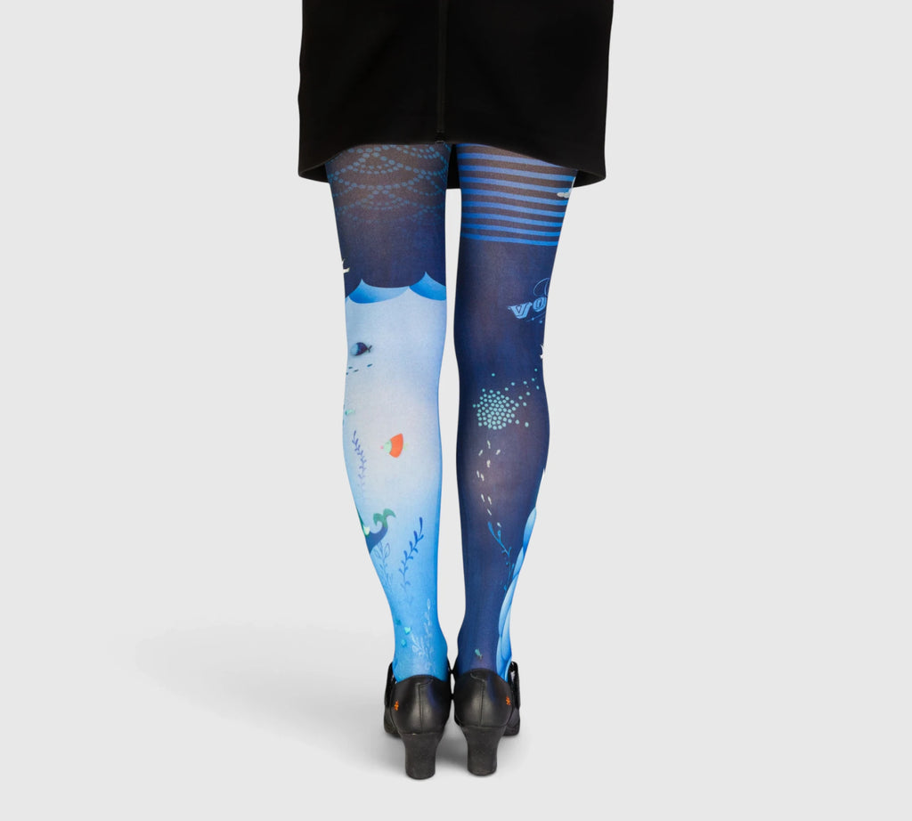 Collants bleus fantaisie monde aquatique