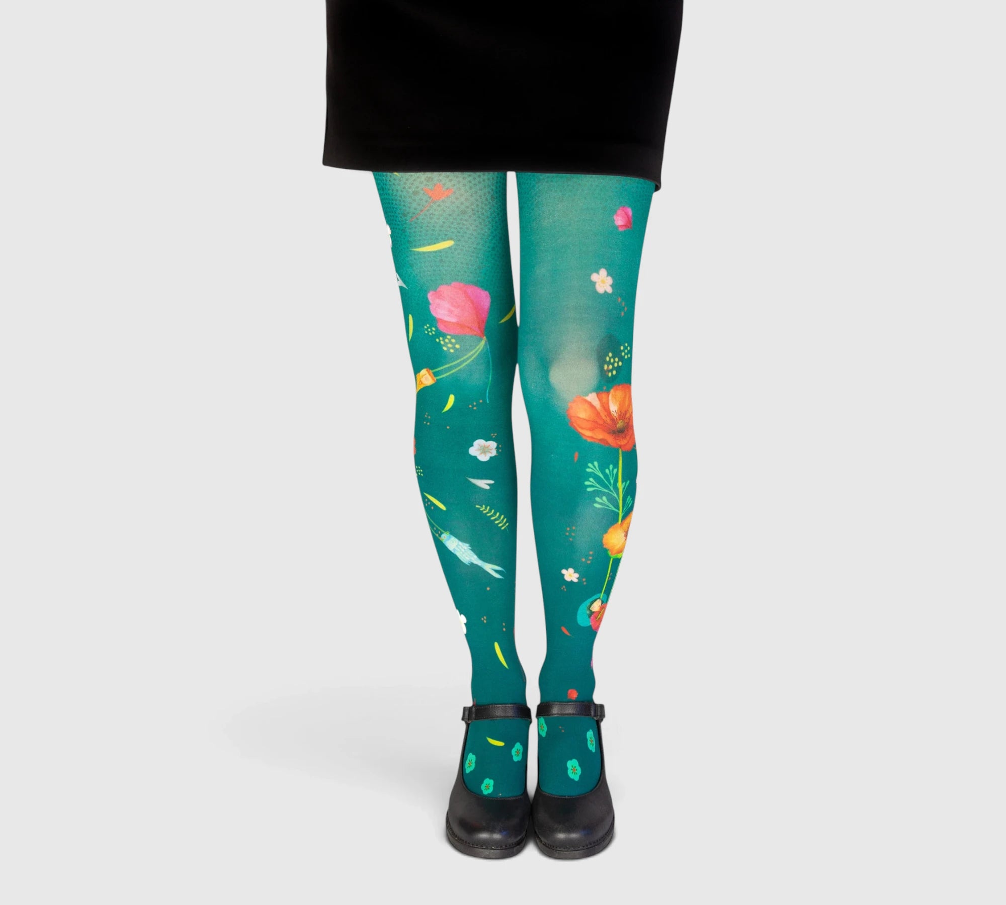 Collants verts fantaisie kokeshi
