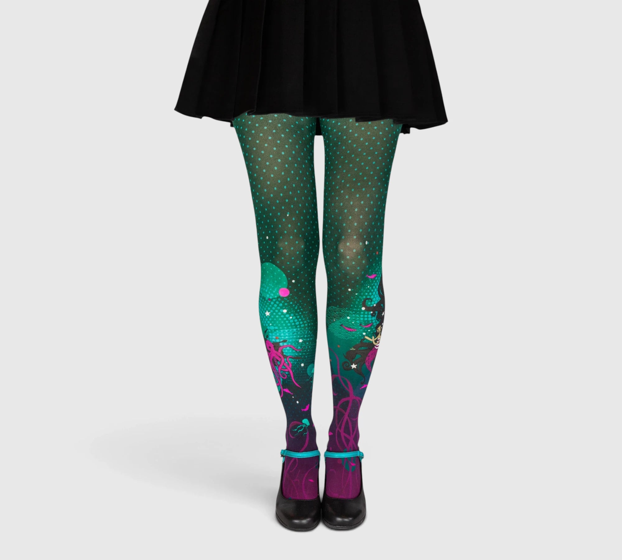 Collants fantaisie illustrés à pois verts