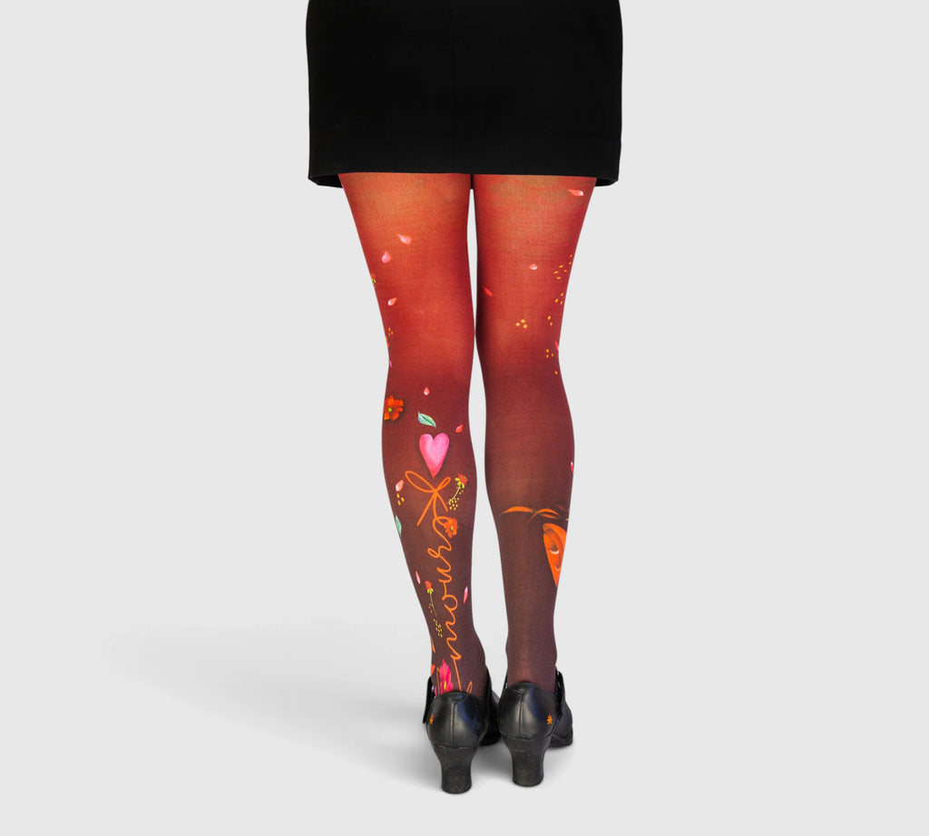 Collants rouges fantaisie coeurs