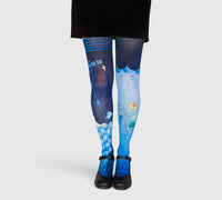 Collants bleus fantaisie monde aquatique