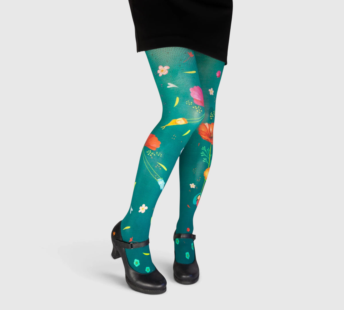 Collants verts fantaisie kokeshi