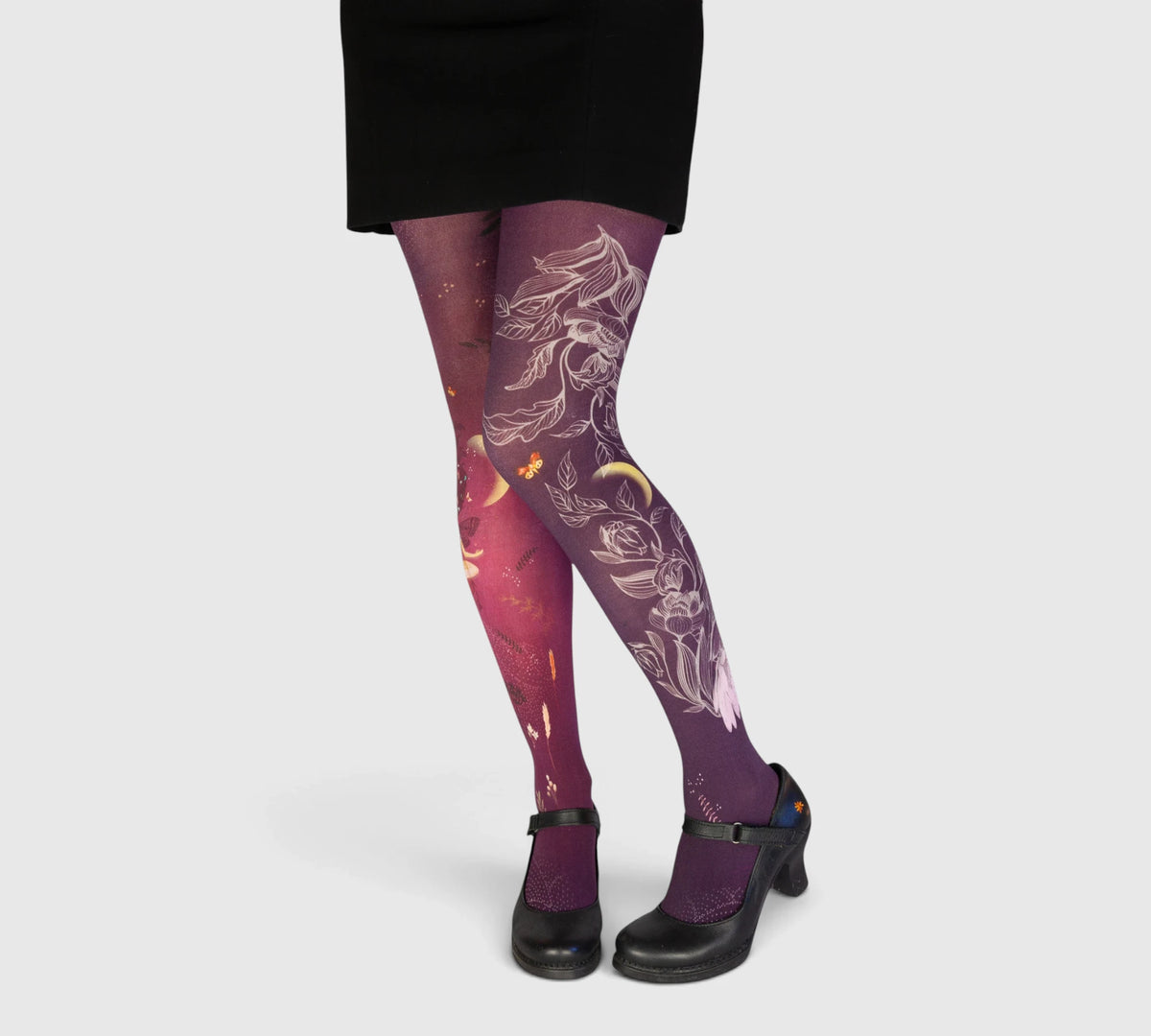 Collants violets Motif floral tatouage