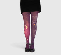 Collants violets Motif floral tatouage