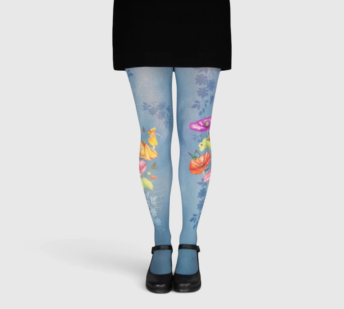 Collants bleus fantaisie bucolique