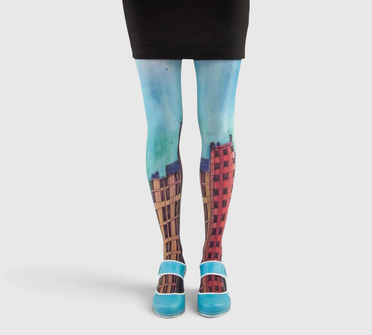 Collants bleus – gratte-ciel colorés design urbain